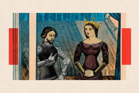 Getty Images A drawing of Lancelot and Guinevere